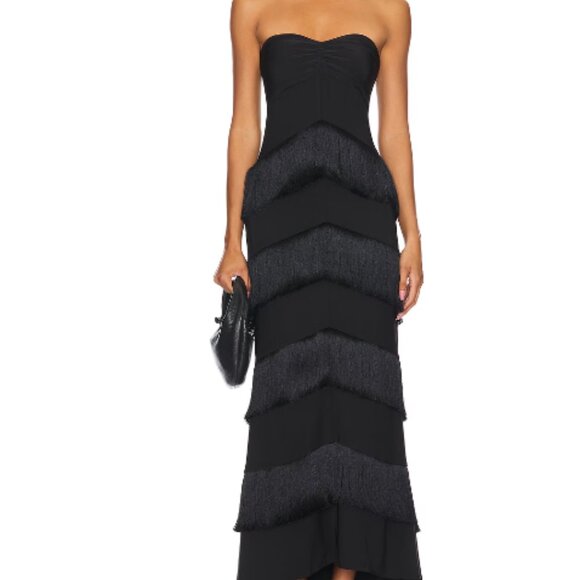 Revolve House of Harlow 1960 Black Hera Fringe Maxi Dress XS - Picture 1 of 9